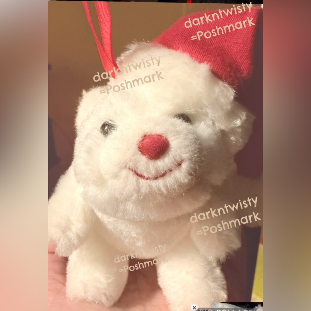HTF GUND MINI SNUFFLES BEAR SANTA HAT PLUSH ORNAMENT Approx 4.5”
